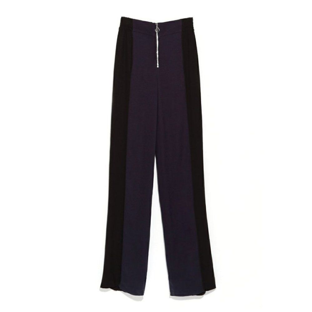 ZARA | Combined Wide-leg Trousers With Exposed Zipper